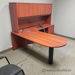 L Suite Corner Desk w/ Pedestal, OH Storage & Bullet Runoff